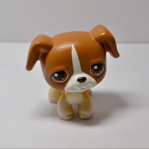 Littlest Pet Shop # 25 Brown Tan Boxer Dog Brown Eyes